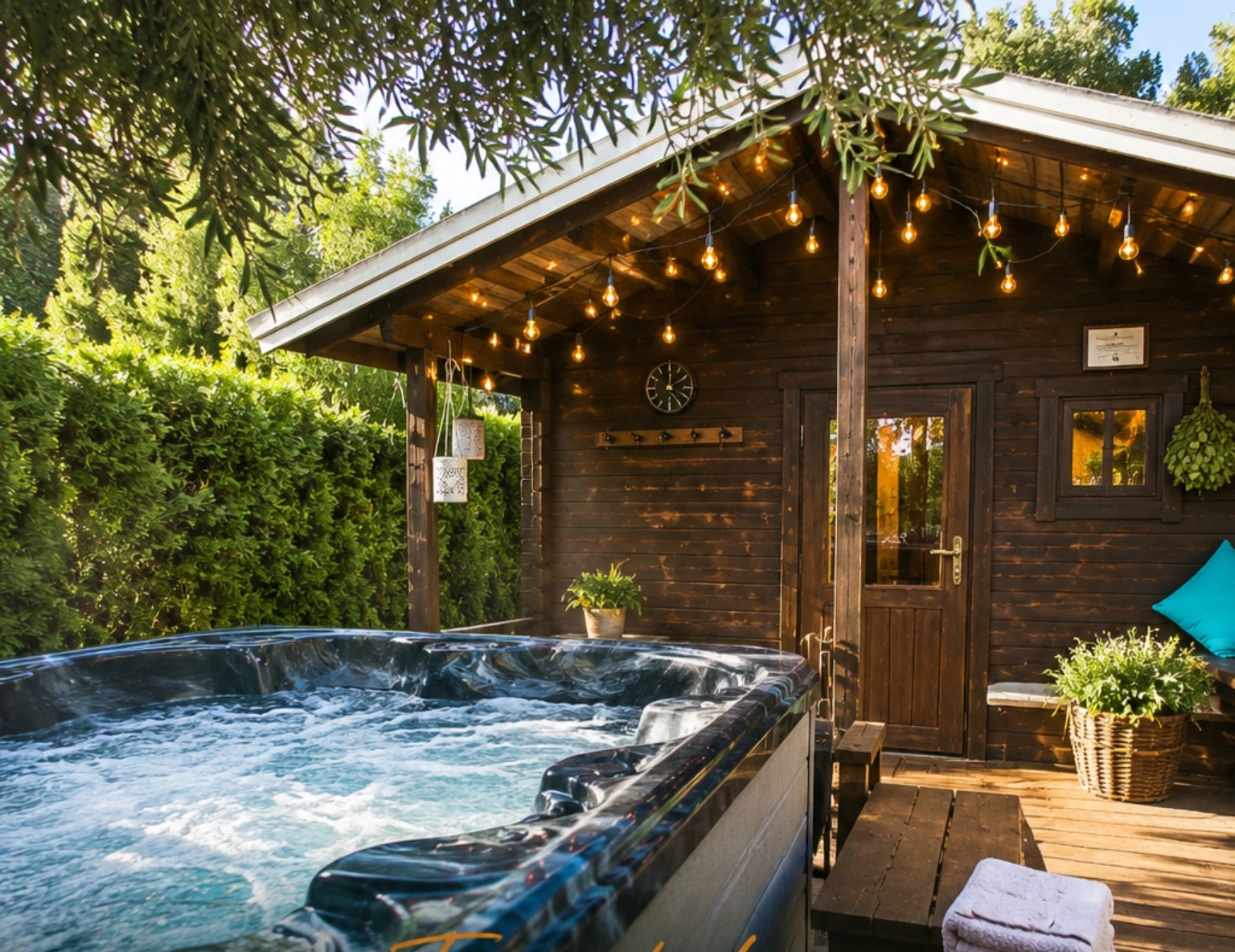 Finnish sauna and jacuzzi behind the DiscGolfPark Mijas Pro Shop