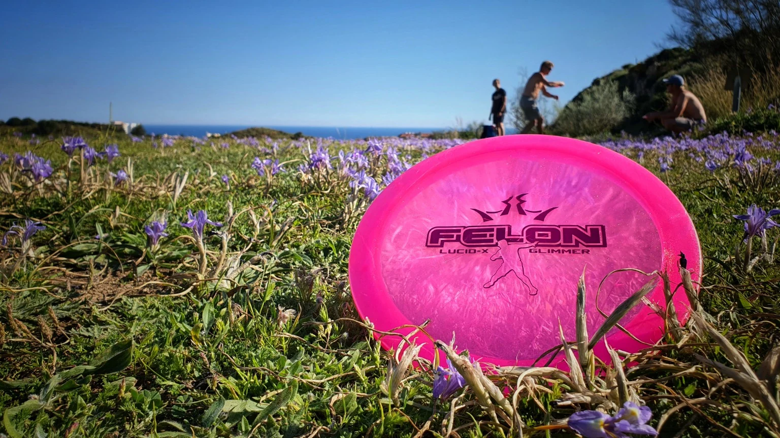 Pink layout disc with Mediterranean scenery