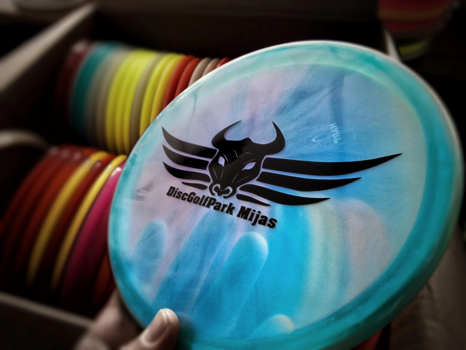 Blue Mijas stamped disc