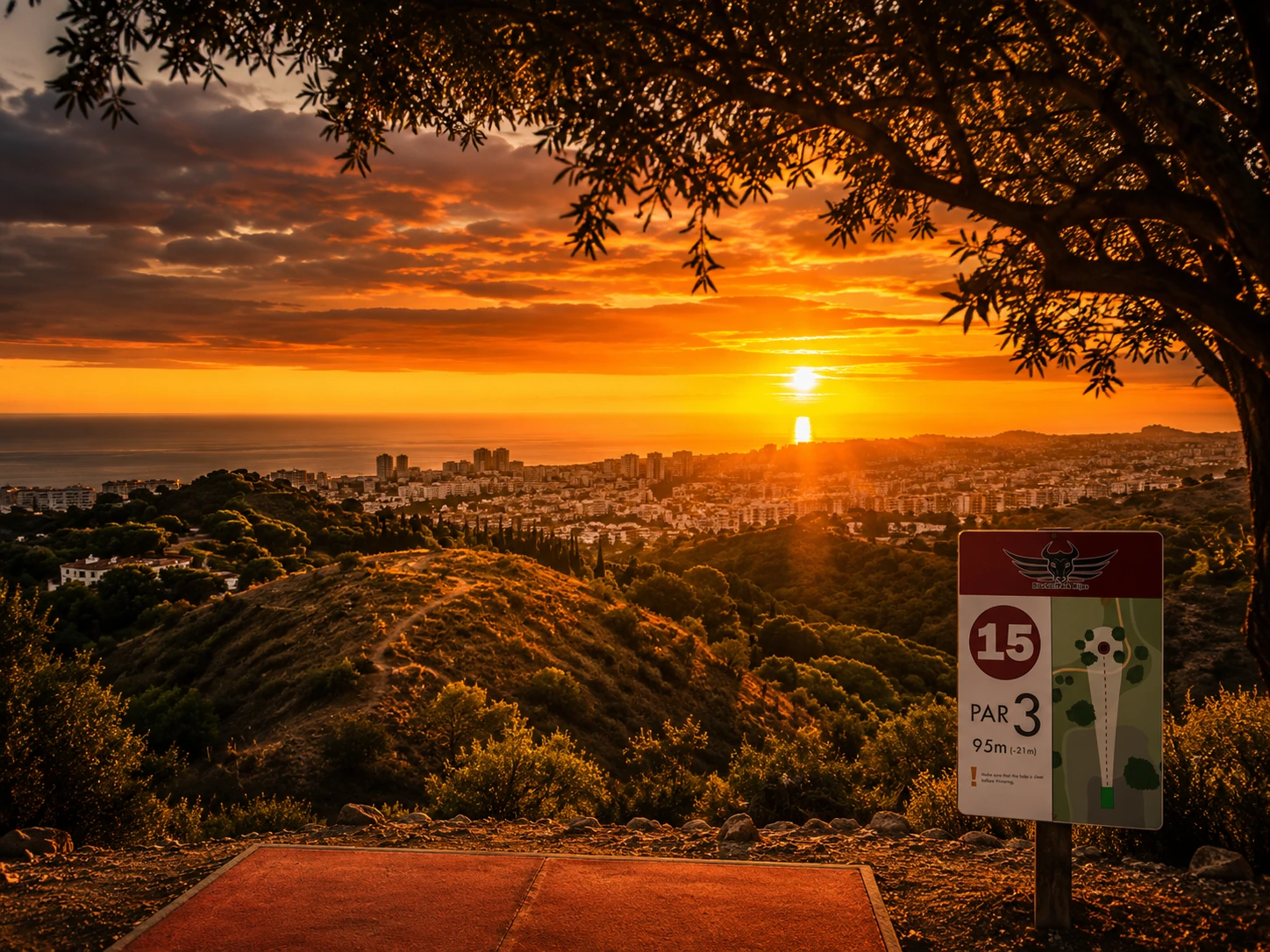 Sunset over Fuengirola from DiscGolfPark Mijas